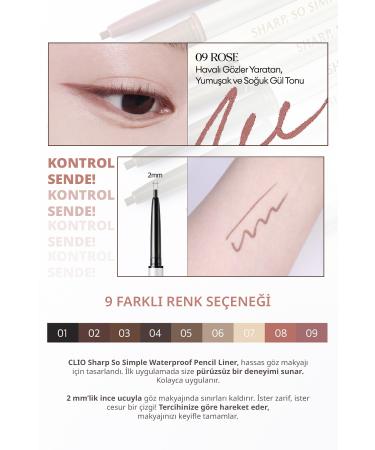 CLIO Waterproof Fine-Tipped Eyeliner CLIO Sharp So Simple Waterproof Pencil Liner (009 Rose) - Buy Online on GoSupps.com