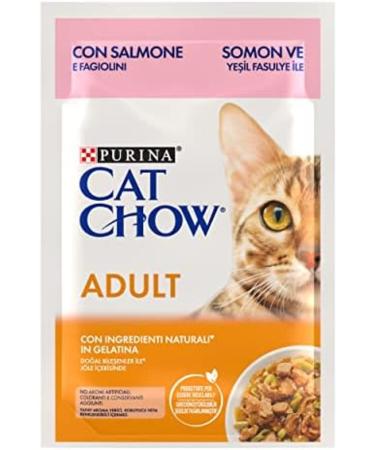 Cat Chow Pouch Adult Cat Food with Salmon and Green Beans 85gr x 26 Pieces