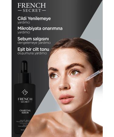 French Secret Anti-Imperfection Charcoal Care Serum with Active Charcoal 30 ml (AHA + BHA + Niacinamide) - Buy Online on GoSupps.com