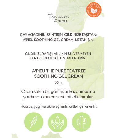 Missha Gel Cream for Oily and Acne Prone Skin A'PIEU The Pure Tea Tree Soothing Gel Cream - Buy Online on GoSupps.com