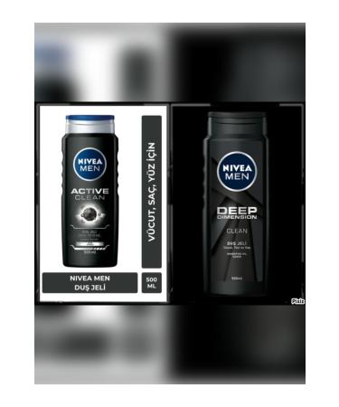 NIVEA 2 pack nivea Active Clean 500 Ml + NIVEA Men Deep Dimension Shower Gel 500ml