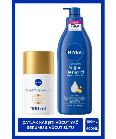 NIVEA Luminous630 Anti-Stretch Body Care Oil Serum 100ml and Nourishing Moisturizing Body Milk 400ml