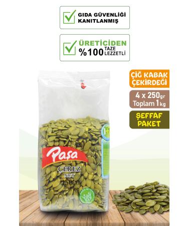 Pasha Nuts Raw Pumpkin Seeds Transparent Package 250 gr X 4 Pieces (TOTAL 1 KG)