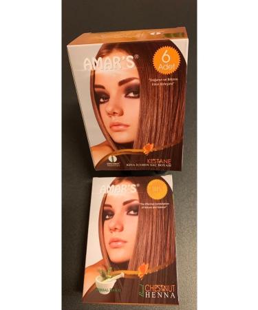 Amars Henna Hair Dye Chestnut Color 6 Pack 10g - 1 Box - Buy Online on GoSupps.com