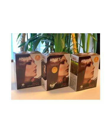 Amars Amar's henna Hair Dye Containing Henna 6 Pack 10g Brown Color - 3 Boxes