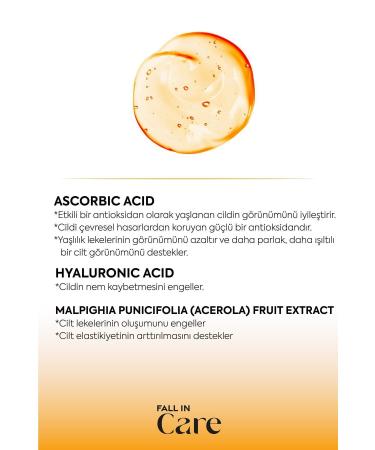 FALL IN CARE Vitamin C Brightening and Anti-Spot Tone Equalizing Skin Care Serum Ascorbic Acid 30 ml - Buy Online on GoSupps.com