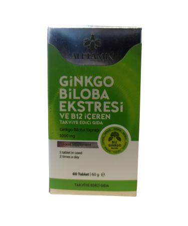 ALPHATAMINE GINGO BILOBIA EXTRACT AND B12 CONTAINING 1000 MG/60 TABLETS