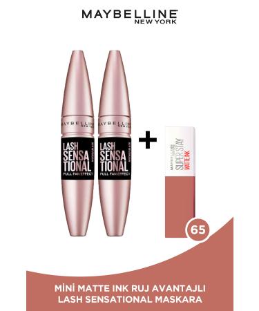 Maybelline New York 2-pack Lash Sensational Extra Black Mascara + Mini Super Stay Matte Ink Liquid Matte Lipstick 65 Seductress - Buy Online on GoSupps.com