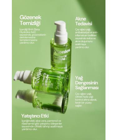 peonies Tea Tree Oil Serum | Tea Tree Oil Niacinamide Aloe Vera Panthenol Salicylic Acid And Zinc Pca - Buy Online on GoSupps.com