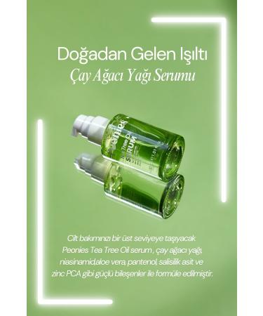peonies Tea Tree Oil Serum | Tea Tree Oil Niacinamide Aloe Vera Panthenol Salicylic Acid And Zinc Pca - Buy Online on GoSupps.com