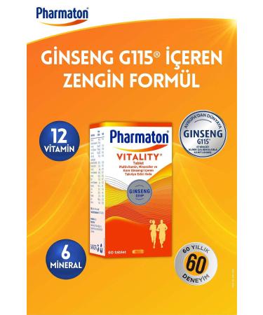 Pharmaton Vitality 60 Tablets - Ginseng G115 Multivitamins And Minerals - Buy Online on GoSupps.com