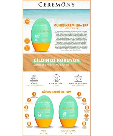 Ceremony Uva-uvb High Protection Natural Looking Fast Absorbing 50 Spf Sun Cream Oily Skin 50ml - Buy Online on GoSupps.com