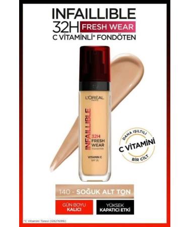 L'Oreal Paris L'or al Paris Infaillible 32h Fresh Wear Vitamin C Foundation - 140 Golden Beige