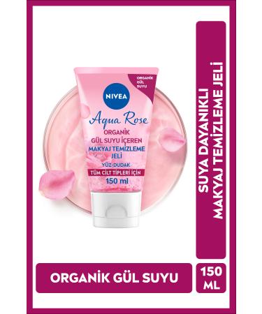 NIVEA Aqua Rose Organic Rose Water Make-Up Remover Gel 150ml Removes Waterproof Make-Up