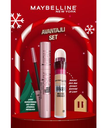 Maybelline New York Lash Sensational Sky High Mascara & Instant Anti Age Eraser Concealer - 01 Light