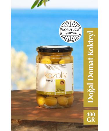 kozoliv Tomato Variety Whole Green Olives (Cocktail) 400 gr Glass Jar
