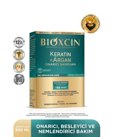 Bioxcin Keratin & Argan Repair Shampoo 300 ml - Damaged and Damaged Hair 3 Pack