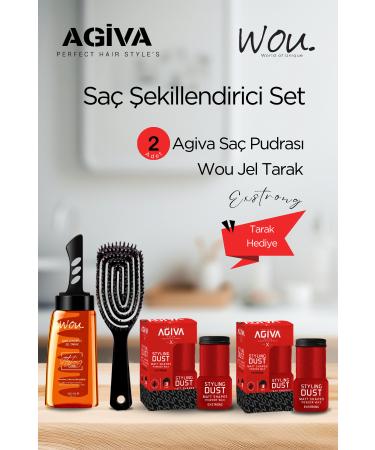 Agiva Hair Styling Set - 2 Agiva Very Hard Hold Hair Powder + Wou Hair Styling Gel