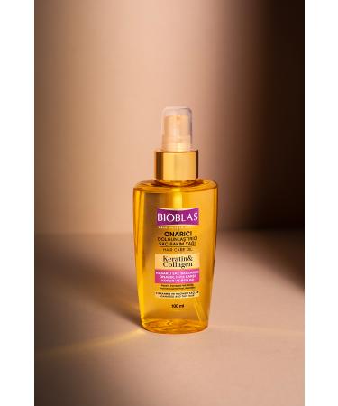 Bioblas Keratin & Collagen Repairing Plumping Hair Care Oil 100 Ml Fine Damaged Hair - Buy Online on GoSupps.com