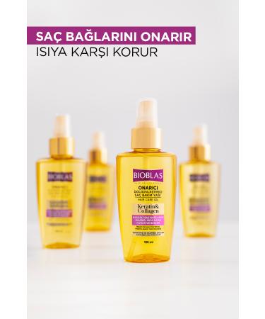 Bioblas Keratin & Collagen Repairing Plumping Hair Care Oil 100 Ml Fine Damaged Hair - Buy Online on GoSupps.com