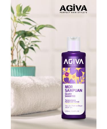 Agiva Silver Shampoo Anti-Orange Purple Shampoo for Blonde Gray White Platinum Hair 250 ml - Buy Online on GoSupps.com