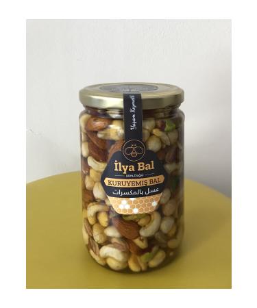 ilya Natural Honey with Nuts 850g - Hazelnut Walnut Cashew and Pistachio Mix