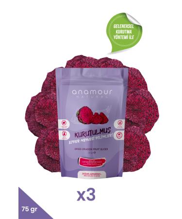 Anamour Natural Dried Dragon Fruit - Chips Fruit (No Sugar Added) - 3 Pack Dried Fruit 75g - Buy Online on GoSupps.com