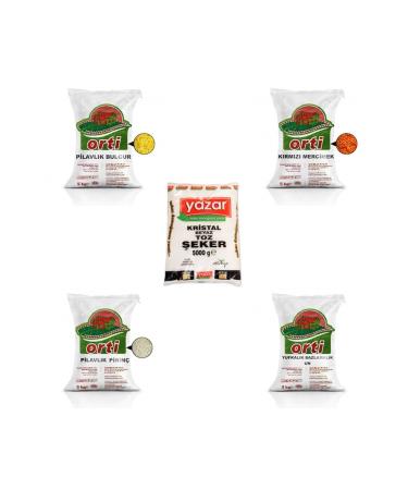 WRITER Orti 5kg Whole Lentils 5kg Whole Bulgur 5kg Whole Rice 5kg All Purpose Flour 5kg Granulated Sugar 25 Kg Total