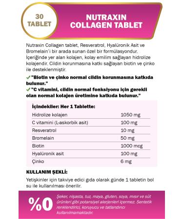 Nutraxin Hydrolyzed Collagen 30 Tablets Type1 Type3 - Buy Online on GoSupps.com