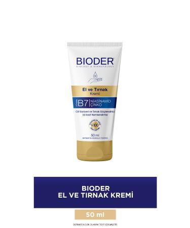 Bioder Hand and Nail Cream Skin Barrier and Nail Strengthener 50 Ml - Vitamin B7 Niacinamide Zinc