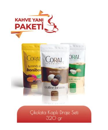 Coral 3-PIECE COFFEE BONUS DEAL PACKAGE PEBBLE BONIBON AND ESPRESSO BEAN DRAGEE 320 GR