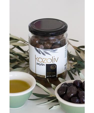 kozoliv Natural Gemlik Variety Oily Black Olives 400 gr Glass Jar - Buy Online on GoSupps.com
