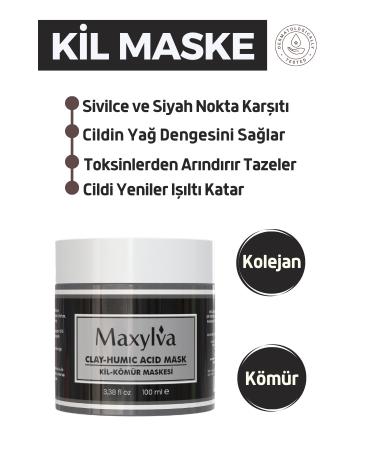Maxylva Collagen Acne and Blackhead Stain Remover Collagen Charcoal Clay Mask 100 gr - Buy Online on GoSupps.com
