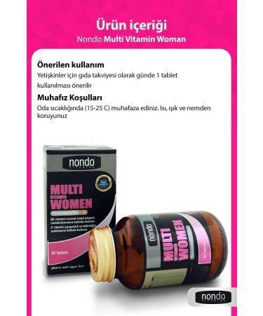 Nondo Multivitamin Women 30 Tablets (Multiwomen Folic Acid Magnesium Selenium American Ginseng Panax) - Buy Online on GoSupps.com