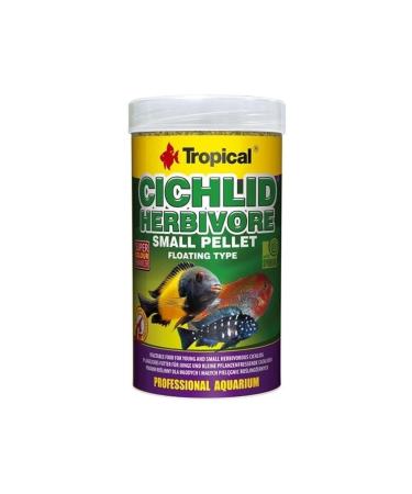Tropical Cichlid Herbivore Pellet Fish Food for Herbivorous Cichlids Small 1000 ml 360 gr
