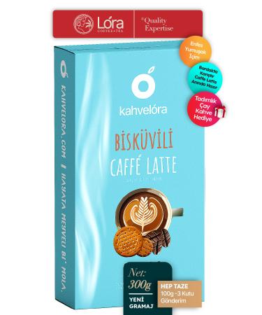 kahvelora 300g Caffe Latte Biscuit Petit Beurre - Delicious Drink - Ready Cafe Latte Coffee - Just Mix