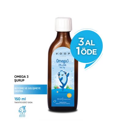 VOOP Fish Oil Omega 3 Orange Flavored Syrup for Children | High EPA & DHA Source - 150 ml