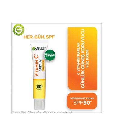 Garnier Vitamin C Bright Daily UV Protection Sun Face Cream Invisible Texture SPF50+ 40ml