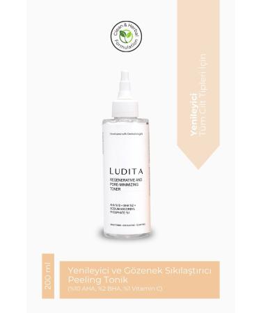 LUDITA Aha 2% Bha 1% Vitamin C Regenerating and Pore Tightening Peeling Tonic