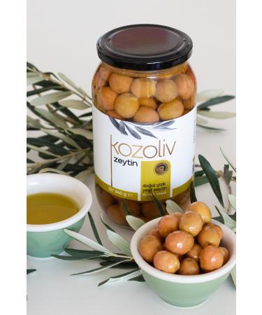 kozoliv Natural Ayval k Variety Scratched Green Olives 640 gr Glass Jar - Buy Online on GoSupps.com
