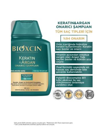 Bioxcin Keratin & Argan Repair Shampoo 300 ml - Damaged and Damaged Hair 3 Pack - Buy Online on GoSupps.com