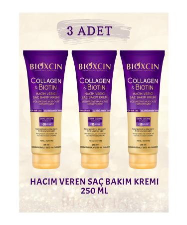Bioxcin COLLAGEN & BIOTIN Volumizing Hair Care Cream 250 ML All Hair Types (3 PCS)