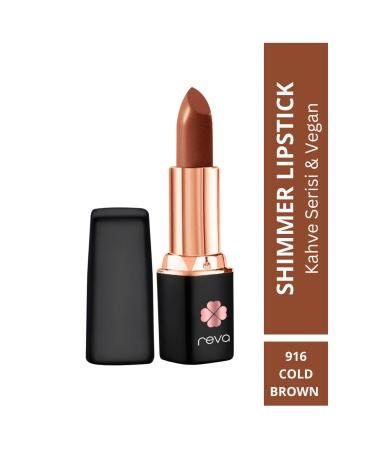 REVA Shimmer Lipstick Cold Brown-Brown Series-Sparkling Lipstick Coffee Series No:916 4 gr