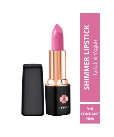 REVA Shimmer Lipstick Fondant Pink - Shimmer Lipstick - 4 gr - No: 910 - Vegan & Clean Content