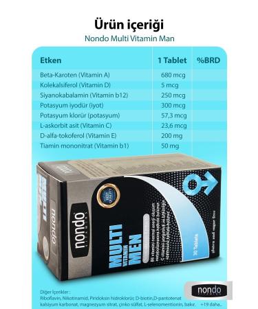 Nondo Multivitamin Men 30 Tablets (Multimen Panax Ginseng Saw Palmetto Vitamin Complex) - Buy Online on GoSupps.com