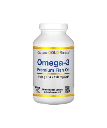 California Gold Nutrition Omega-3 Premium Fish Oil 240 Fish Gelatin Softgels- Imported