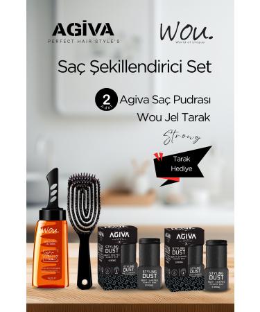 Agiva Hair Styling Set - 2 Agiva Hard Hold Hair Powder + Wou Hair Styling Gel