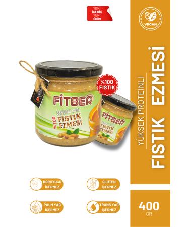 Fitber Muscleday Natural and Additive-Free Large Peanuts Golden Seed Sugary Peanut Butter 400gr