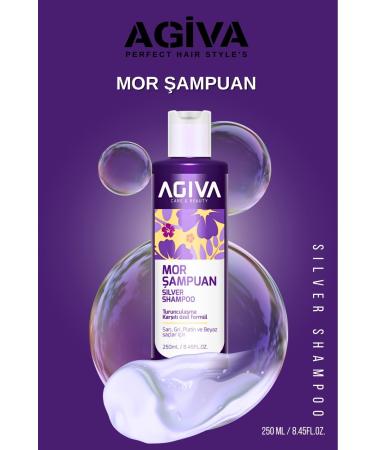 Agiva Silver Shampoo Anti-Orange Purple Shampoo for Blonde Gray White Platinum Hair 250 ml