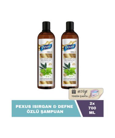 Pexus Nettle % Laurel Essence Shampoo 700 ML X2 Pieces + Gift Togin Bag